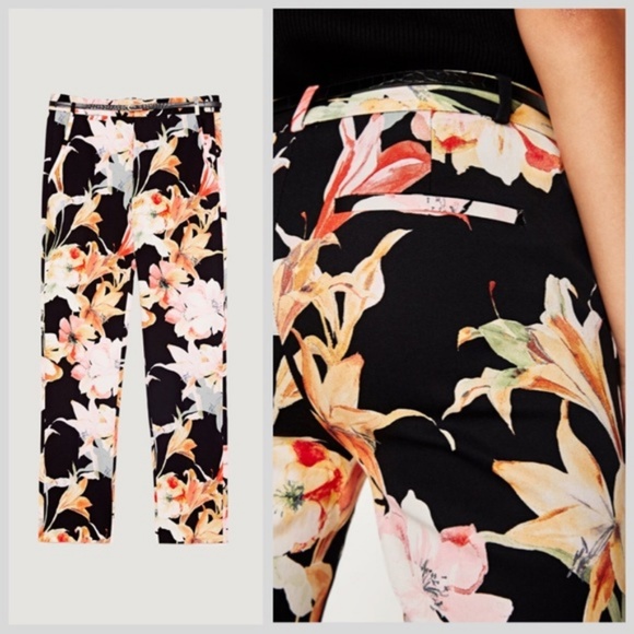 Zara Pants - ZARA FLORAL CROPPED TROUSERS NWT